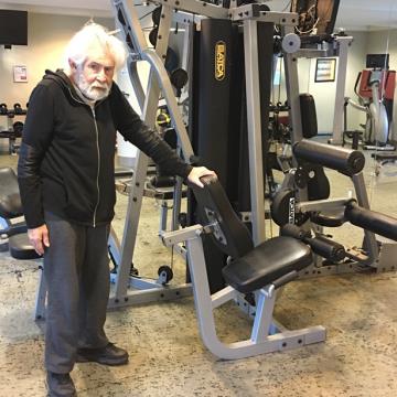 Senior leg workout using common condo gym equipment