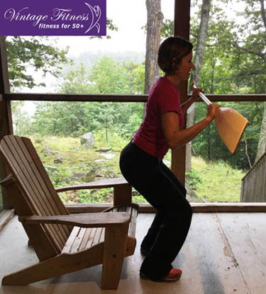 Muskoka chair squat with a paddle